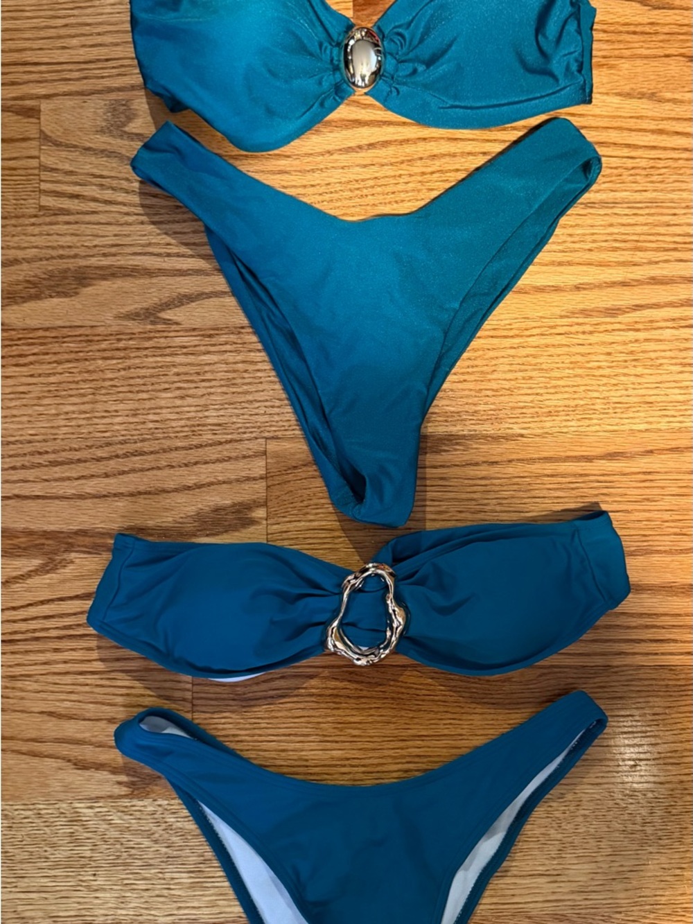 SHEIN Teal Bikini Bundle Size Small 2 Sets NWOT Bandeau & Strap Top